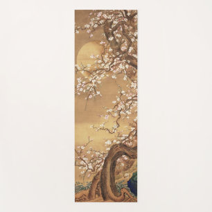 Japans pruim bloeit in maanlicht yogamat