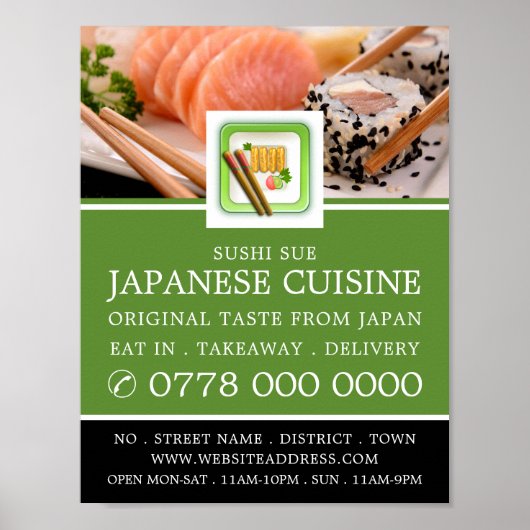 Japans restaurant, Sushi Adverteren Poster (Voorkant)