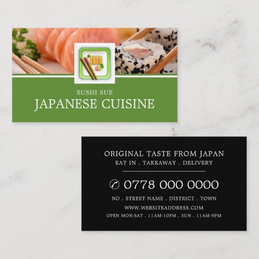 Japans restaurant, Sushi Adverteren Visitekaartje (Voorkant / Achterkant)
