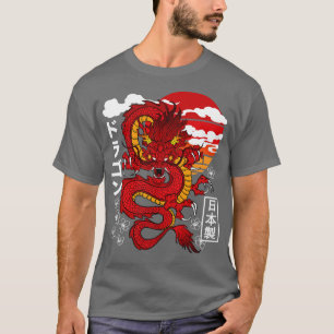 Japans Rode Draak Aziatisch Tattoo Geïnspireerd Re T-shirt