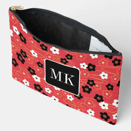Japans Rood Sakura Blossom Monogram Initialen Etui (Open)
