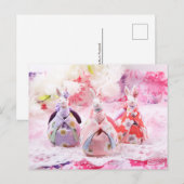 japans roze kimono konijnenooster na kruising briefkaart (Voorkant / Achterkant)