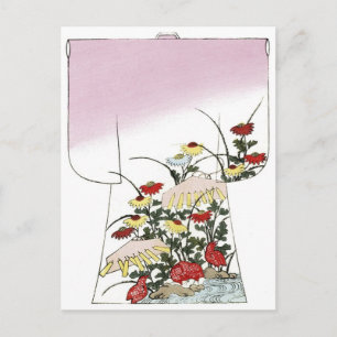 Japans roze Kimono Woodblock ontwerp Briefkaart