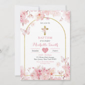 Japans Roze Sakura Kersenbloesem Doop Kaart (Voorkant)