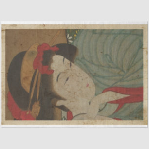 Japans Sad Girl Woodblock print ukiyo Style Tissuepapier