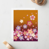 Japans Sakura Blossom Gold & PLum Notitiekaartje (Voorkant / Achterkant in situ)