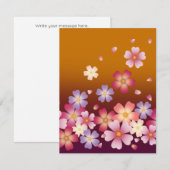 Japans Sakura Blossom Gold & PLum Notitiekaartje (Voorkant / Achterkant)