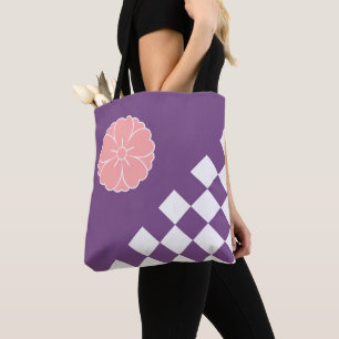 Japans Sakura-embleem en ruitpatroon Draagtas