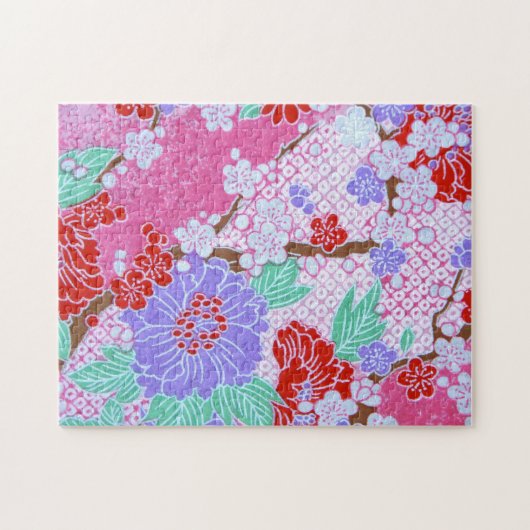 Japans Sakura Pattern Jigzaag Puzzle Legpuzzel (Horizontaal)