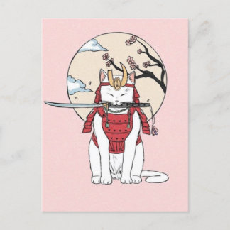 Japans Sakura Samurai Cat Poster Briefkaart