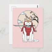 Japans Sakura Samurai Cat Poster Briefkaart (Voorkant / Achterkant)