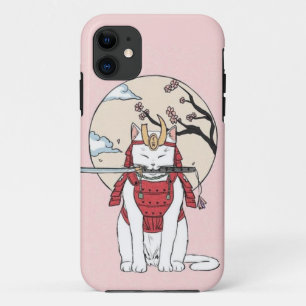 Japans Sakura Samurai Cat Poster iPhone 11 Hoesje