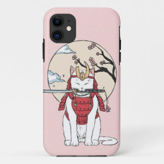 Japans Sakura Samurai Cat Poster iPhone 11 Hoesje