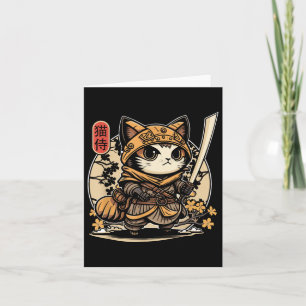 Japans Samurai Cat Tattoo, Kawaii Ninja Cat _3 Kaart