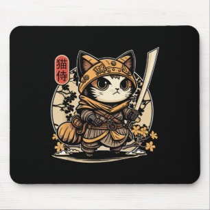 Japans Samurai Cat Tattoo, Kawaii Ninja Cat _3 Muismat