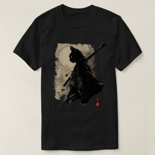 Japans Samurai Cat Tattoo Kawaii Ninja Cat T-shirt (Design voorkant)