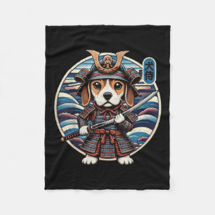 Japans Samurai Dog Tattoo, Beagle Kawaii Ninja Fleece Deken