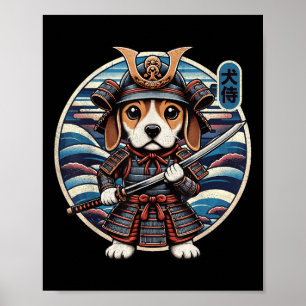 Japans Samurai Dog Tattoo, Beagle Kawaii Ninja Poster