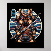 Japans Samurai Dog Tattoo, Duitse herder Kawai