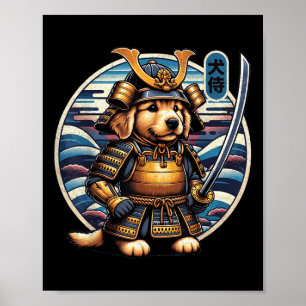 Japans Samurai Dog Tattoo, Golden Retriever Kawa Poster