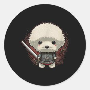 Japans Samurai Dog Tattoo, Kawaii Ninja Ronde Sticker