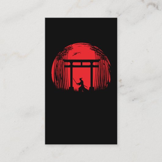 Japans Samurai Fighter Silhouette Warrior Japan Visitekaartje (Voorkant)