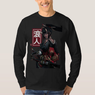 Japans Samurai Girl en Sakura Cherry bl T-shirt