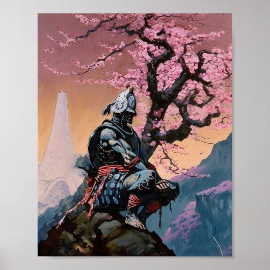 Japans Samurai Meditating Poster (Voorkant)