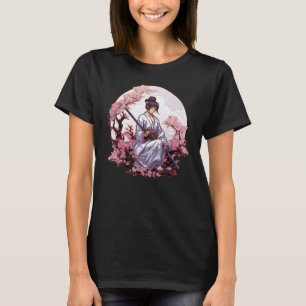 Japans Samurai Meisje  Retro Sakura Cherry T-shirt