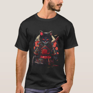 Japans Samurai Ninja Cat Kawaii Tattoo Grafisch P T-shirt