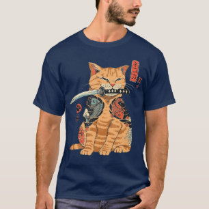 Japans Samurai Ninja Cat Kawaii Tattoo Grafisch T-shirt