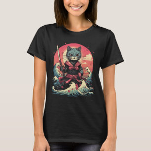 Japans Samurai Ninja Cat Retro Tattoo Grafisch # T-shirt