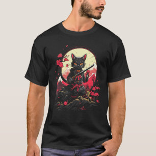 Japans Samurai Ninja Cat Retro Tattoo Grafisch # T-shirt