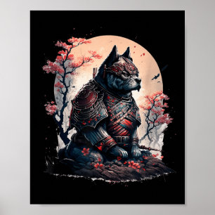 Japans Samurai Ninja Dog Tattoo Graphic Voor Manne Poster