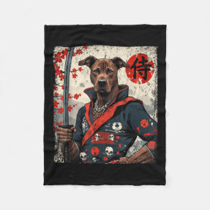 Japans Samurai Pitbull Tattoo Kawaii Ukiyo-e Nin Fleece Deken
