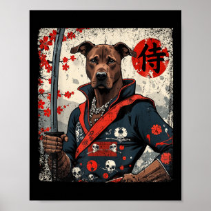 Japans Samurai Pitbull Tattoo Kawaii Ukiyo-e Nin Poster