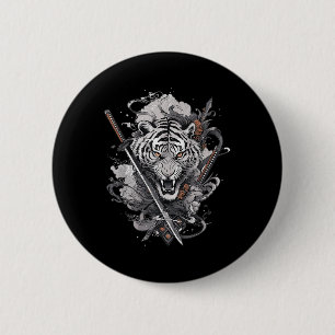 Japans Samurai Ronin Zwaard Katana Japan Tijger Ta Ronde Button 5,7 Cm