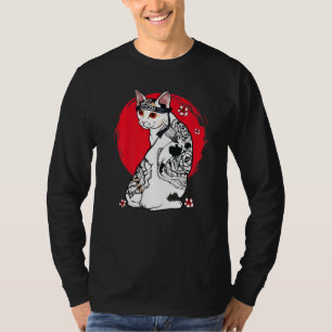 Japans Samurai Senpai Cat Tattoo leraar T-shirt