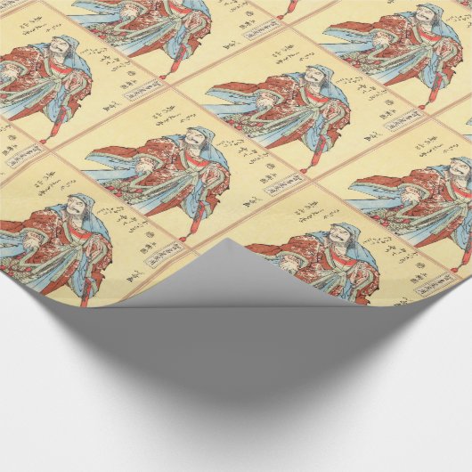 japans samurai sketch tattoo Hokusai art Cadeaupapier (Hoek)