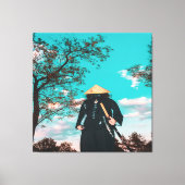 Japans Samurai-strijder voor de muur Canvas Afdruk (Voorkant)
