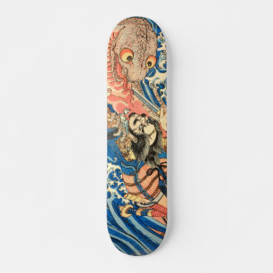 Japans Samurai vecht tegen salamander Skateboard