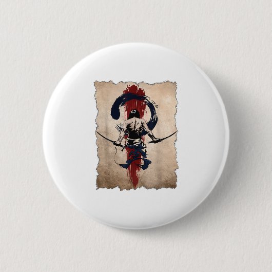 Japans Samurai Warrior Retro Ronde Button 5,7 Cm (Voorkant)