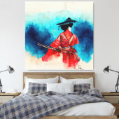  Japans Samurai Warrior Stretched Canvas Afdruk (Insitu (Slaapkamer))