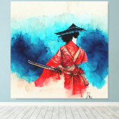  Japans Samurai Warrior Stretched Canvas Afdruk (Insitu (Houten vloer))