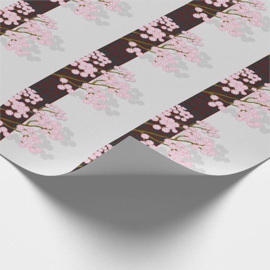 Japans scherm en roze koekjesreet cadeaupapier (Hoek)