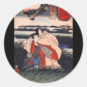 Japans schilderen c. jaren '1800 ronde sticker