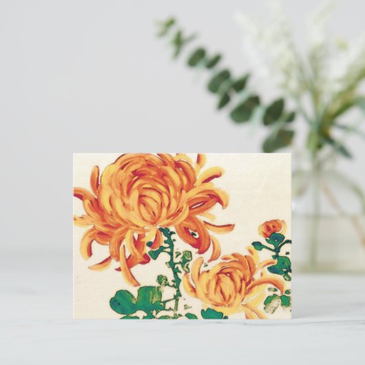 Japans schilderen van Chrysanthema Briefkaart (Staand voorkant)