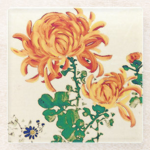 Japans schilderen van Chrysanthema Glazen Onderzetter