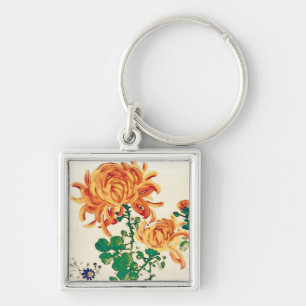  Japans schilderen van Chrysanthema Sleutelhanger