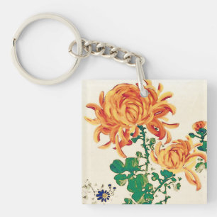 Japans schilderen van Chrysanthema Sleutelhanger